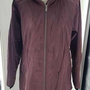 Calvin Klein Women's Performance Long-Line Hooded Jacket - Mauve- Size Medium